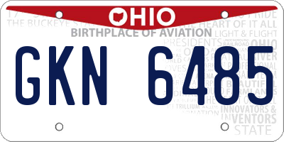 OH license plate GKN6485