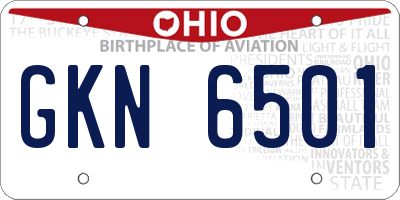 OH license plate GKN6501