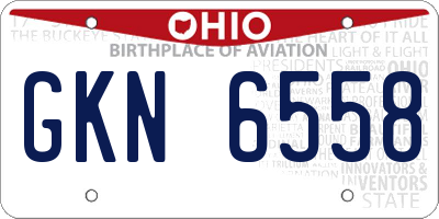 OH license plate GKN6558