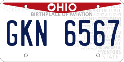 OH license plate GKN6567