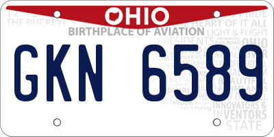 OH license plate GKN6589
