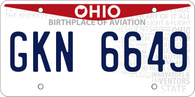 OH license plate GKN6649
