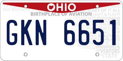OH license plate GKN6651