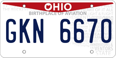 OH license plate GKN6670