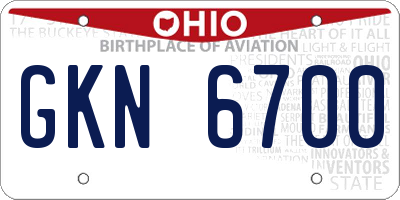 OH license plate GKN6700