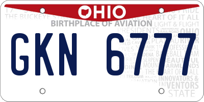 OH license plate GKN6777