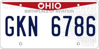 OH license plate GKN6786