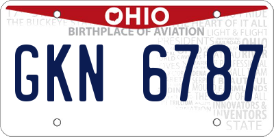 OH license plate GKN6787