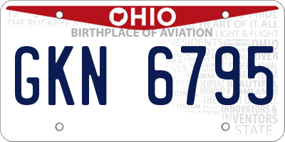 OH license plate GKN6795