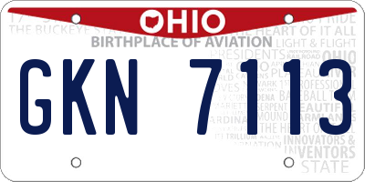 OH license plate GKN7113