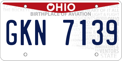 OH license plate GKN7139