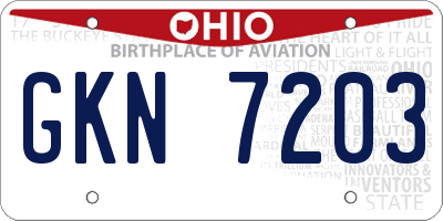 OH license plate GKN7203