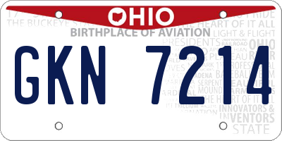 OH license plate GKN7214