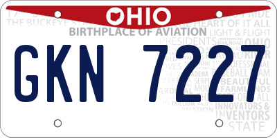 OH license plate GKN7227