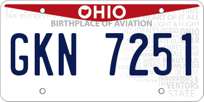 OH license plate GKN7251