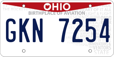 OH license plate GKN7254