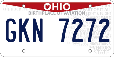 OH license plate GKN7272