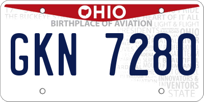 OH license plate GKN7280