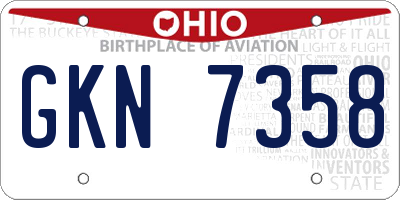 OH license plate GKN7358
