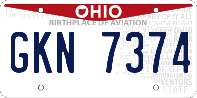OH license plate GKN7374