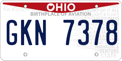 OH license plate GKN7378