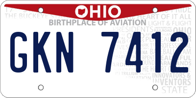 OH license plate GKN7412