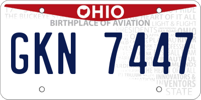 OH license plate GKN7447
