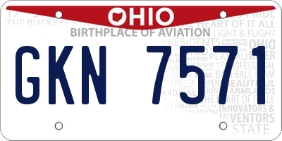 OH license plate GKN7571