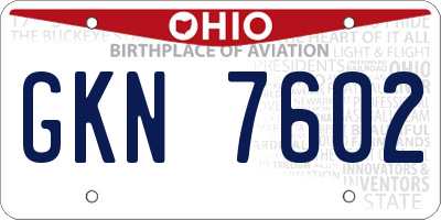 OH license plate GKN7602