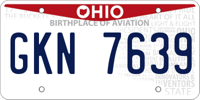 OH license plate GKN7639