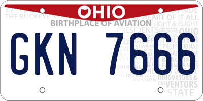 OH license plate GKN7666