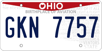 OH license plate GKN7757