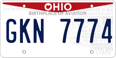 OH license plate GKN7774