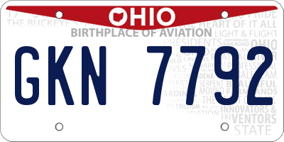 OH license plate GKN7792