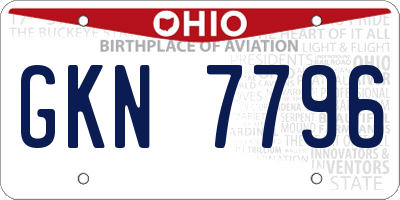 OH license plate GKN7796