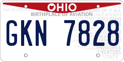 OH license plate GKN7828