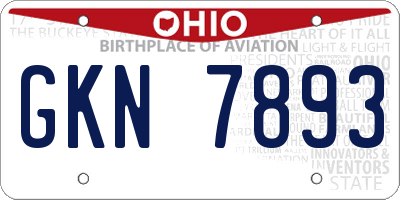 OH license plate GKN7893