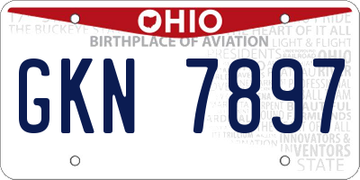 OH license plate GKN7897