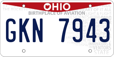 OH license plate GKN7943