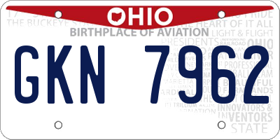 OH license plate GKN7962