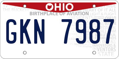 OH license plate GKN7987