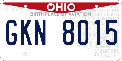 OH license plate GKN8015