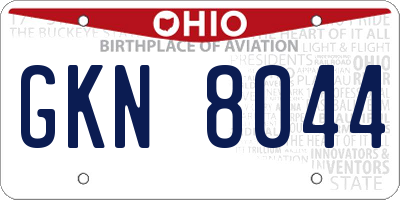 OH license plate GKN8044