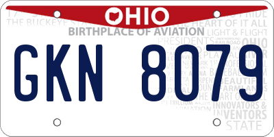 OH license plate GKN8079