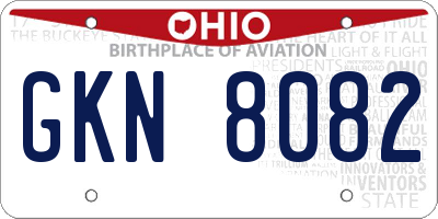 OH license plate GKN8082