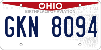 OH license plate GKN8094