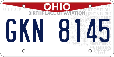 OH license plate GKN8145