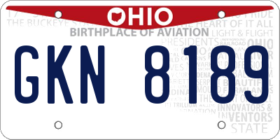 OH license plate GKN8189