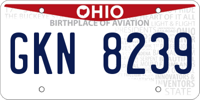 OH license plate GKN8239