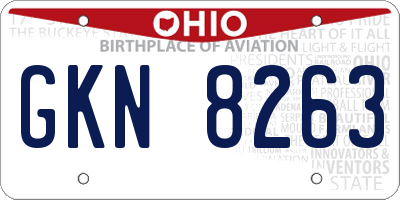 OH license plate GKN8263